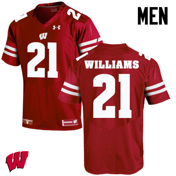 Men Winsconsin Badgers #21 Caesar Williams College Football Jerseys-Red